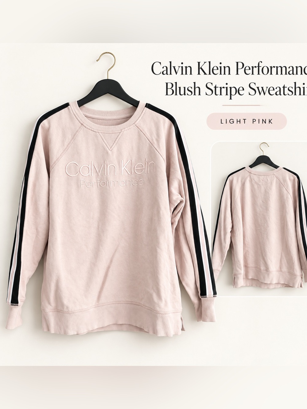 Calvin Klein Pink Striped Sleeve Sweatshirt
